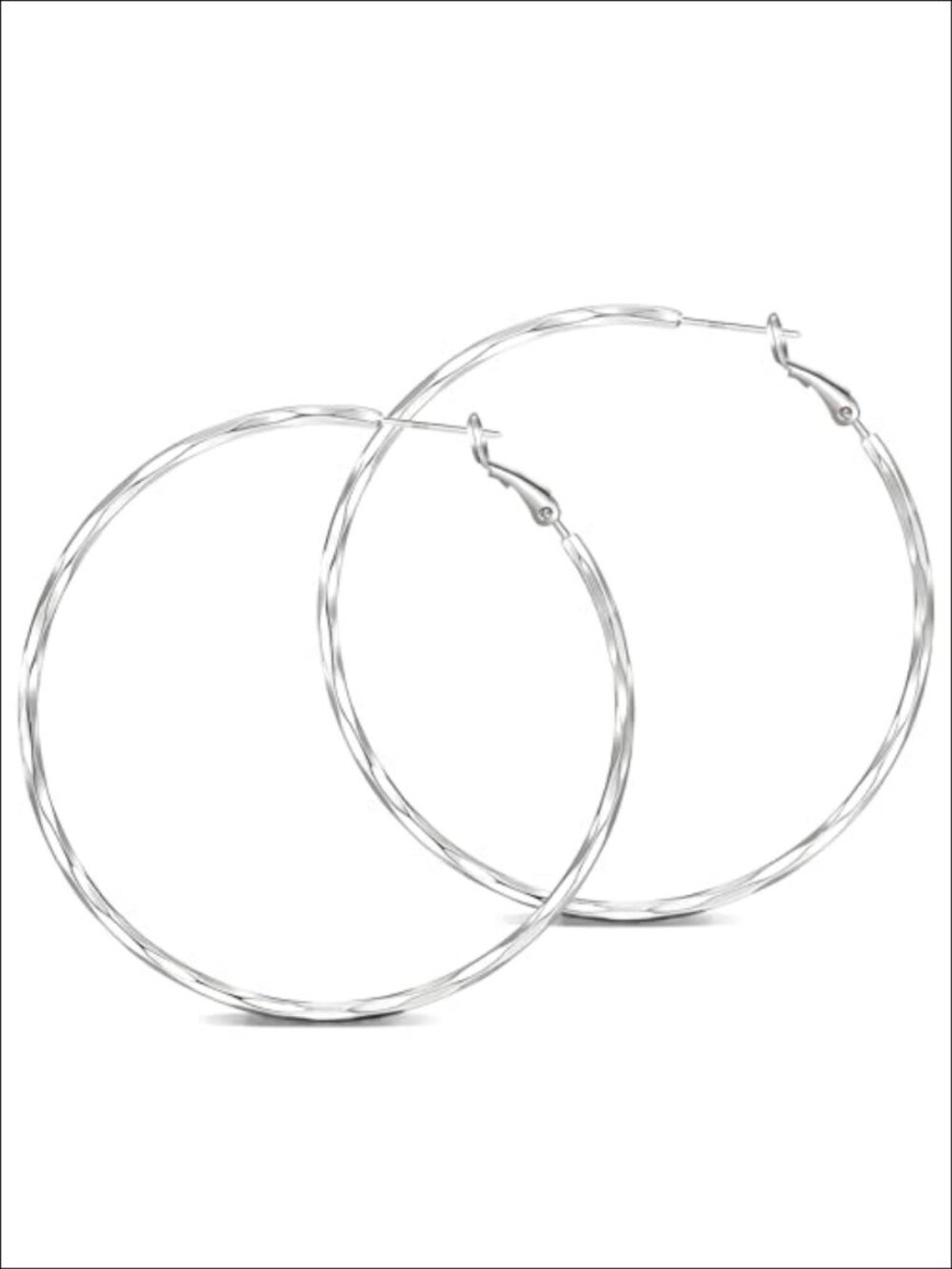 2MM Thin Gold Hoop Earrings Sterling Silver Post Diamond-Cut Lightweight